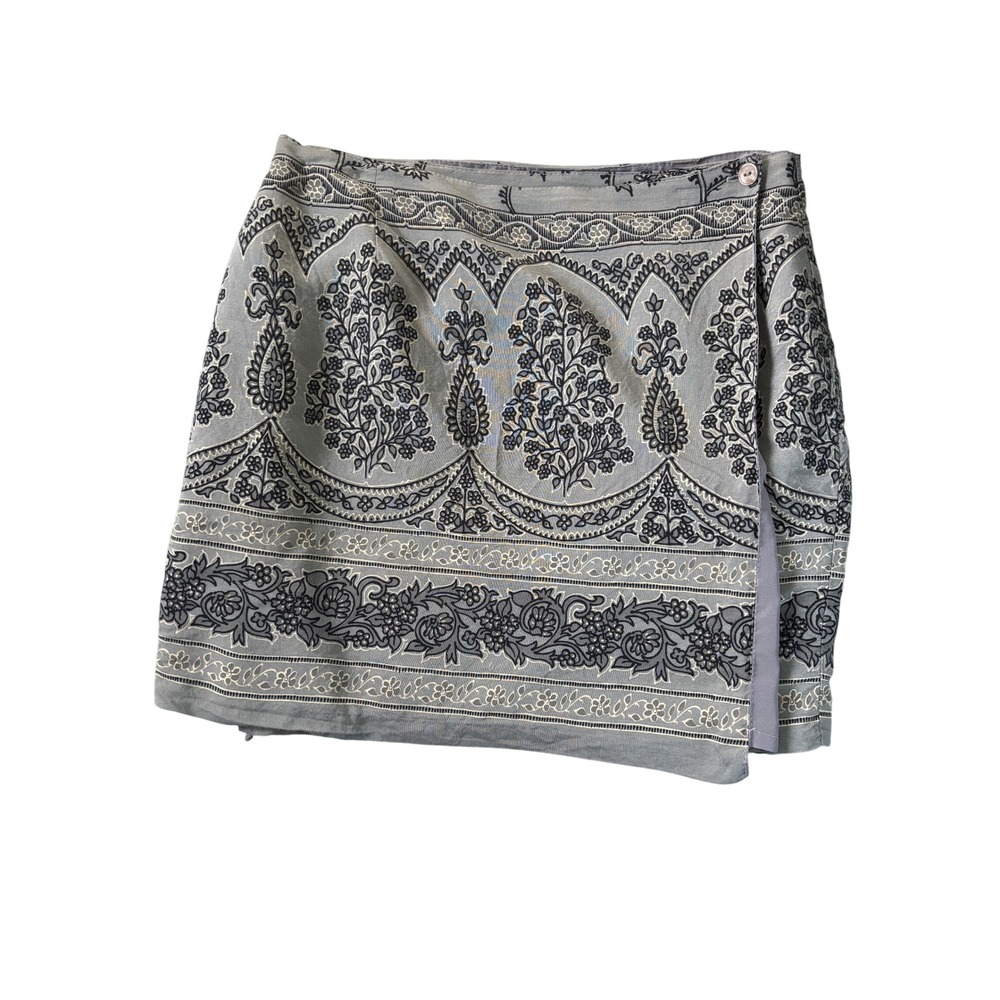 Vintage L'Amadei D.P. Altomonte Grey Paisley Bandana Floral Wrap Mini Skirt